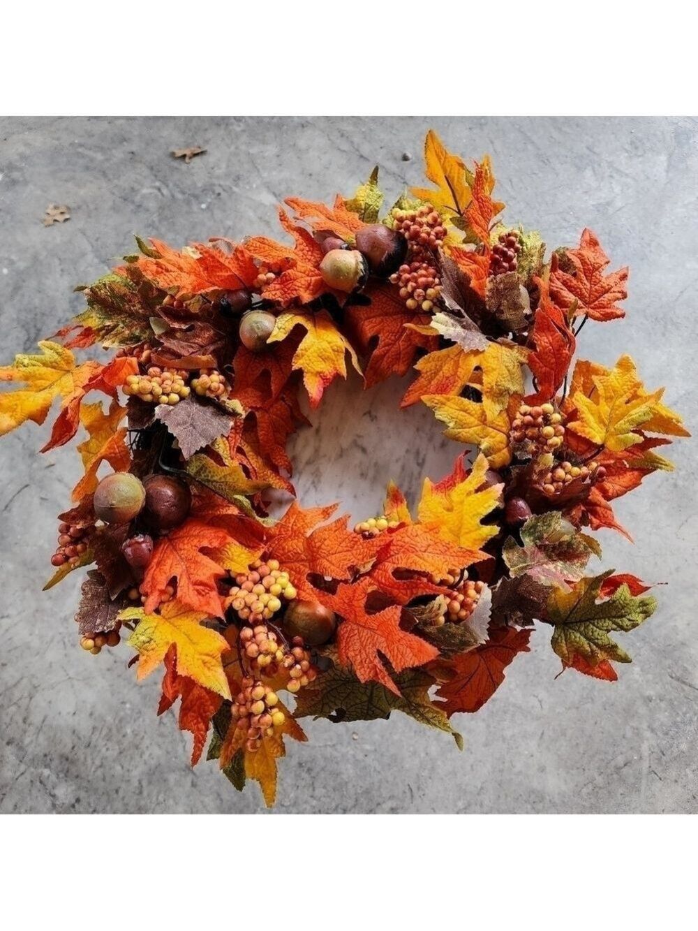Fall Thanksgiving Harvest leaf acorn seasonal wreath #2